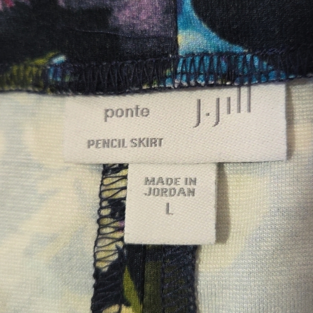 SOLD OUY j. Jill Floral Print Women's Ponte Knit Pencil Skirt Sz Large - Picture 4 of 8